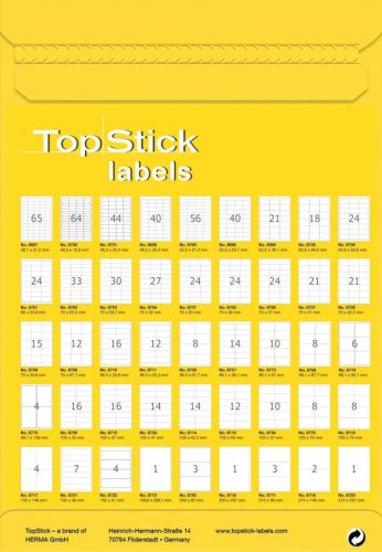 TopStick Etikett címke, 100 ív/doboz (választható méret)