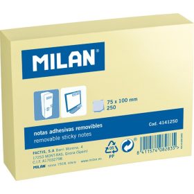 Öntapadó jegyzettömb 100x75 mm 250 lapos Milan sárga