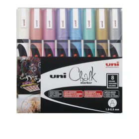   Uni Chalk folyékony kréta filc, 8 darabos készlet- Metál színek