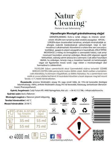 Naturcleaning Gránátalma hipoallergén mosógél 4 liter