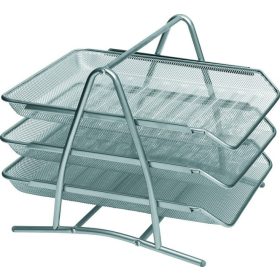 Irattálca fémhálós, 3 emeletes ezüst