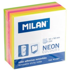 Öntapadó jegyzettömb 50x50 mm 250 lap Milan neon színek