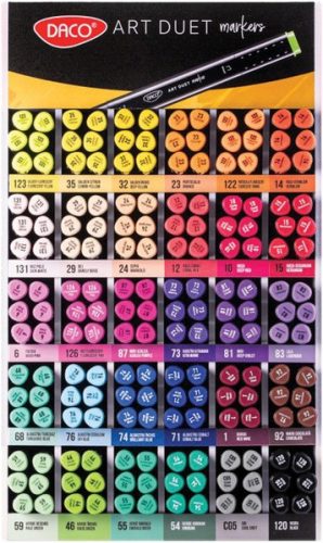 Alkoholos marker display kétvégű, vágott és gömb Daco "Art Duet" 30 szín