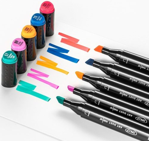 Alkoholos marker display kétvégű, vágott és gömb Daco "Art Duet" 30 szín