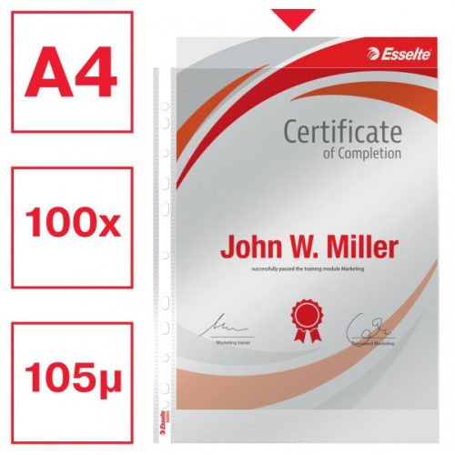 Lefűzhető tasak ESSELTE A/4 105mic víztiszta 56093 100db/csg