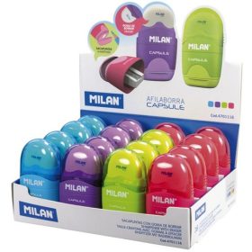   Hegyező 1 lyukú, tartályos, radírral Milan "Capsule"