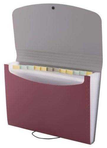 Harmonikamappa A/4 12 részes d.rect piros