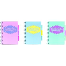   Spirálfüzet A/5 100 lapos, vonalas Pukka Pad "Project Book" Pastel vegyes színek