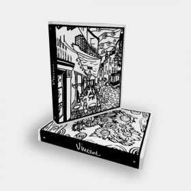   Gyűrűskönyv A/4 COLORVELVET "VAN GOGH" flokkolt felületű, színezhető, 12-es filctoll készlettel C16