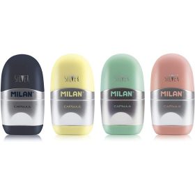   Hegyező 1 lyukú, tartályos, radírral Milan "Capsule" Silver