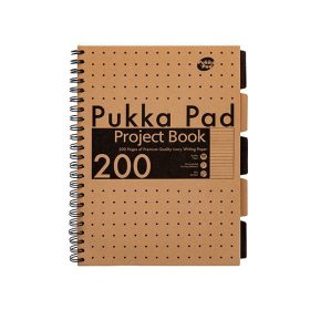   Spirálfüzet A/4 100 lapos, vonalas Pukka Pad "Project Book" Kraft
