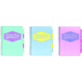   Spirálfüzet A/4 100 lapos, vonalas Pukka Pad "Project Book" Pastel vegyes színek