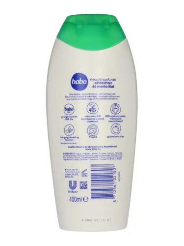 Baba frissítő tusfürdő zöldcitrom és menta illat 400 ml