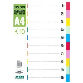 Elválasztólap A/4 1-10, karton d.rect