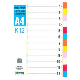 Elválasztólap A/4 1-12, karton d.rect